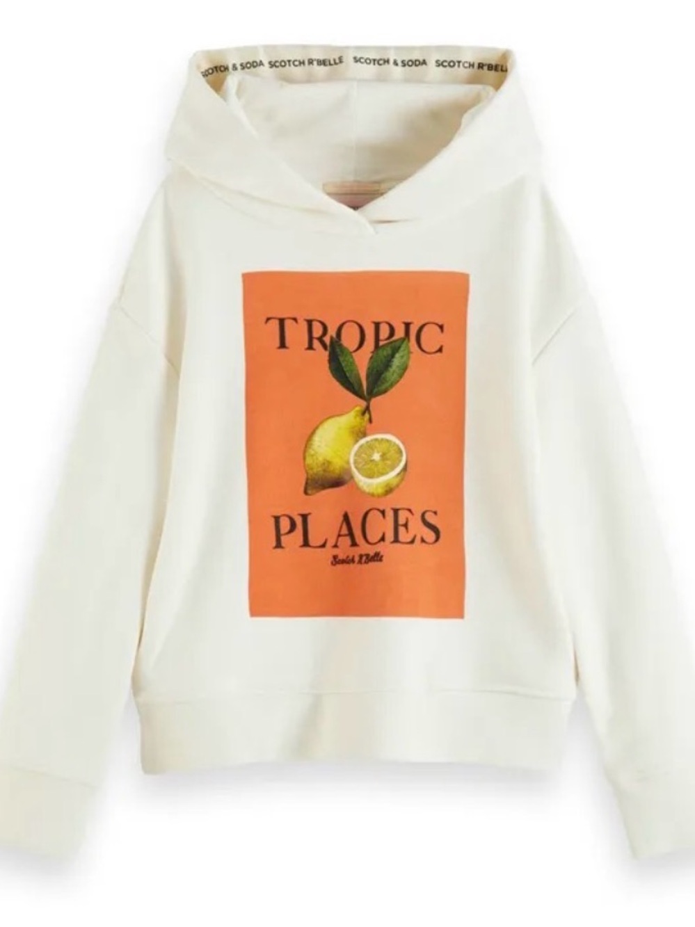 Scotch R’Belle & Soda Cream Hoodie with Lemons Orange “Tropic Places”